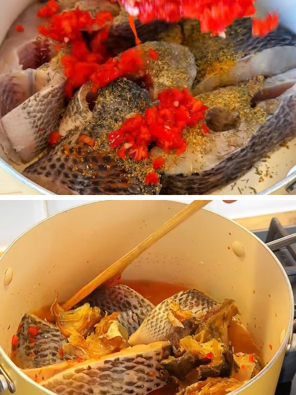 Seasoning and simmering fish