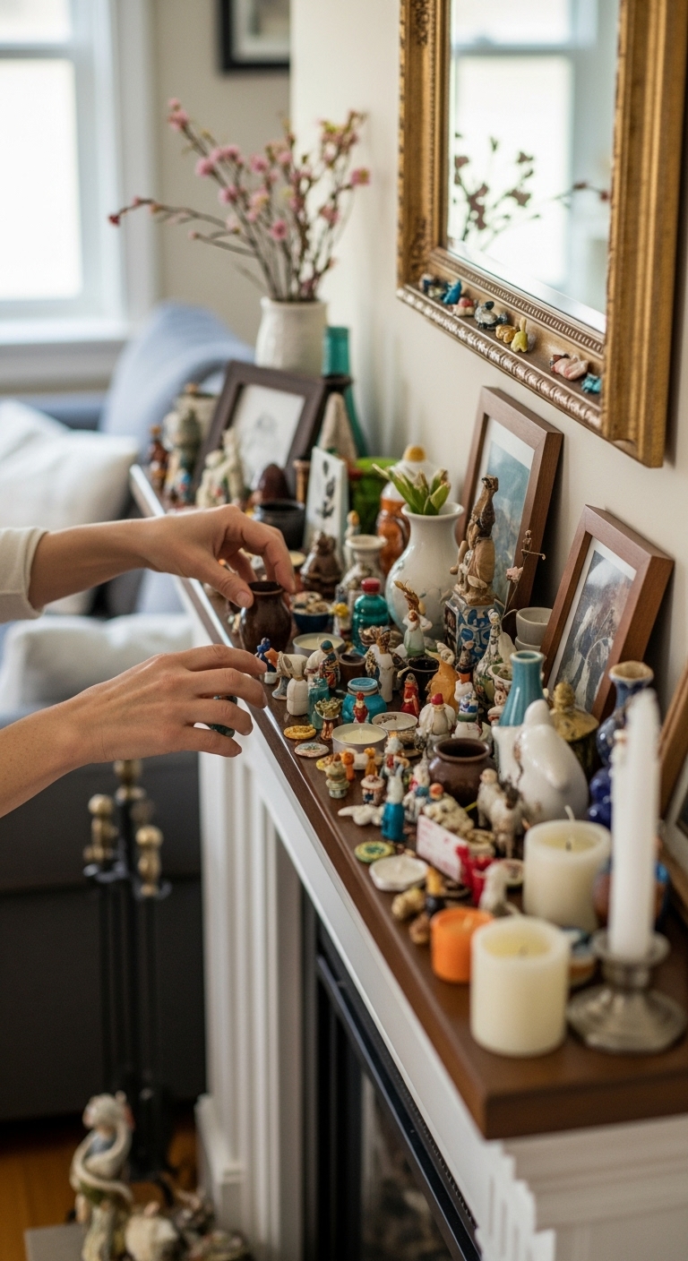Cluttered-Mantel-Too-Many-Small-Items