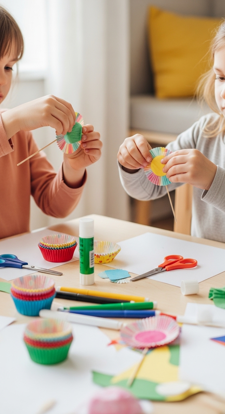 Cupcake-Liner-Flowers-Friendship-Themed-Preschool-Valentine-Crafts