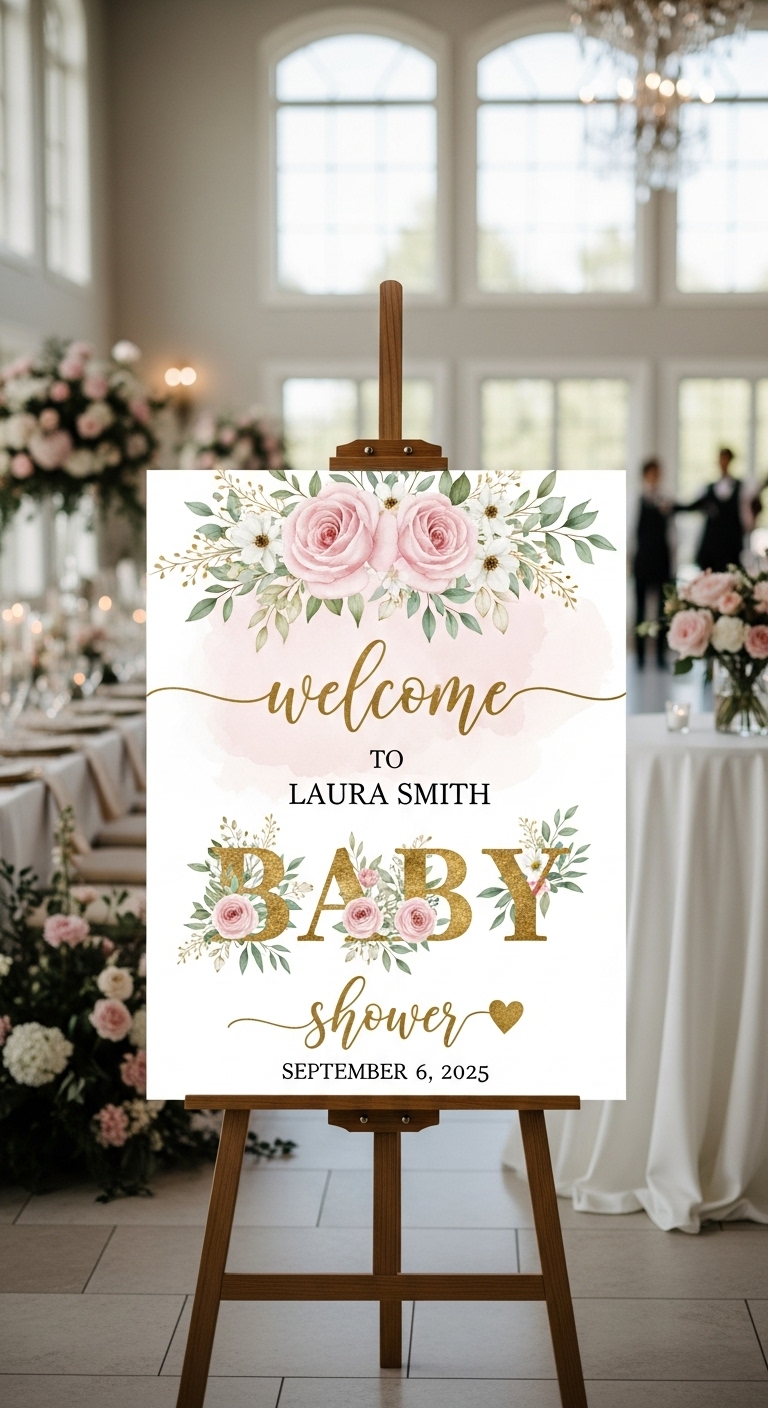 Floral Baby Name Welcome Sign