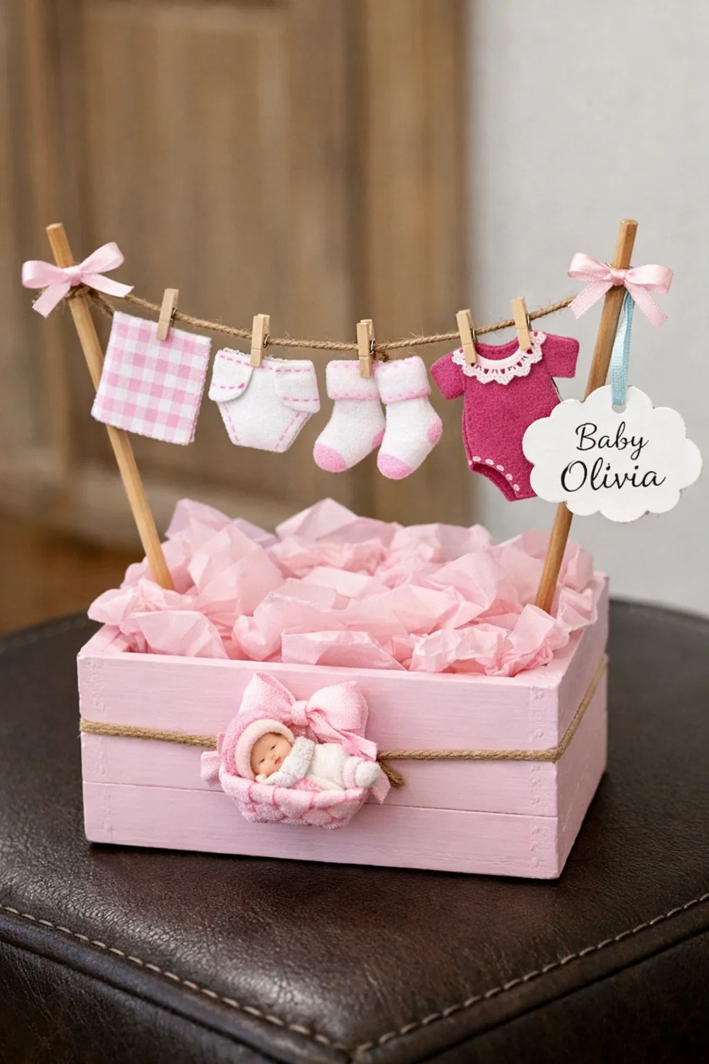 Mini Baby Clothes Line baby shower centerpieces