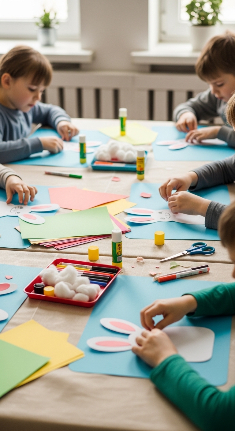 The-Table-Boundary-Trick-of-making-the-Easter-Bunny-Crafts-For-Kids