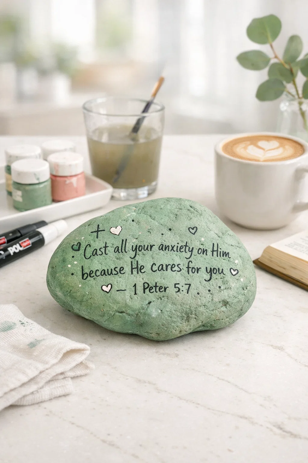 Cast Your Anxieties Stone Painting 2