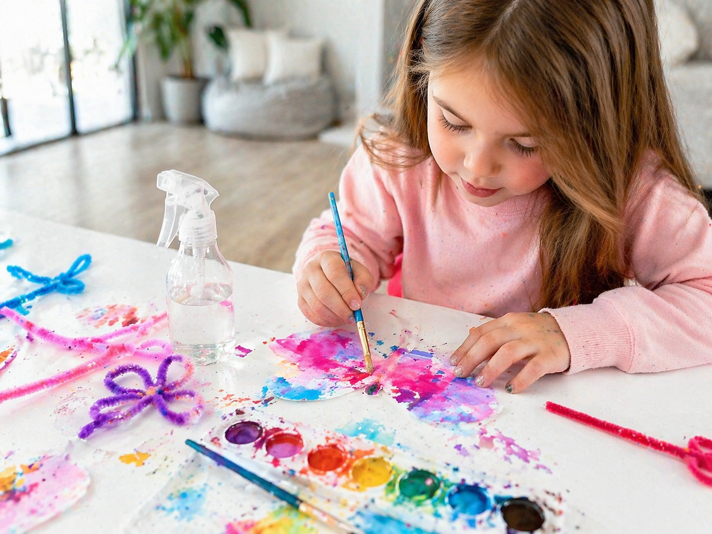 calm-butterfly-craft-kids-focused-modern-family-table