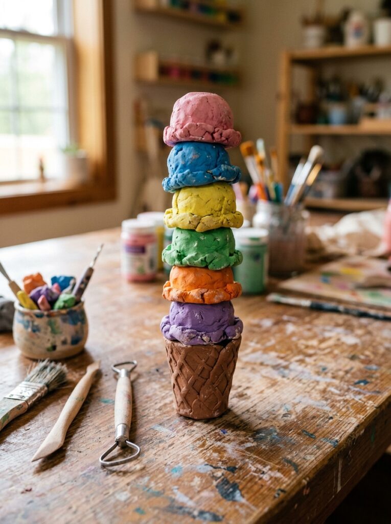Air-Dry-Clay-Ice-Cream-Stack-Sculpture