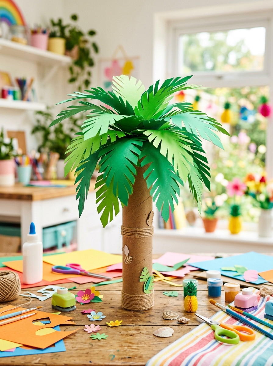 Cardboard-Tube-Palm-Tree-Craft-Fathers-Day-tree-craft-ideas