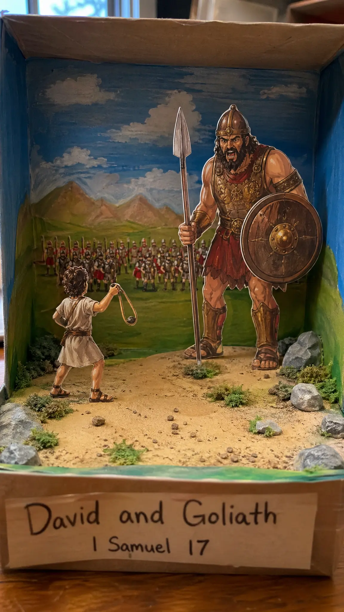 David and Goliath Diorama (Shoebox Scene)