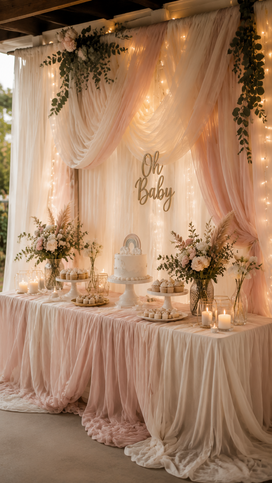 Fabric Drape Baby shower Backdrop
