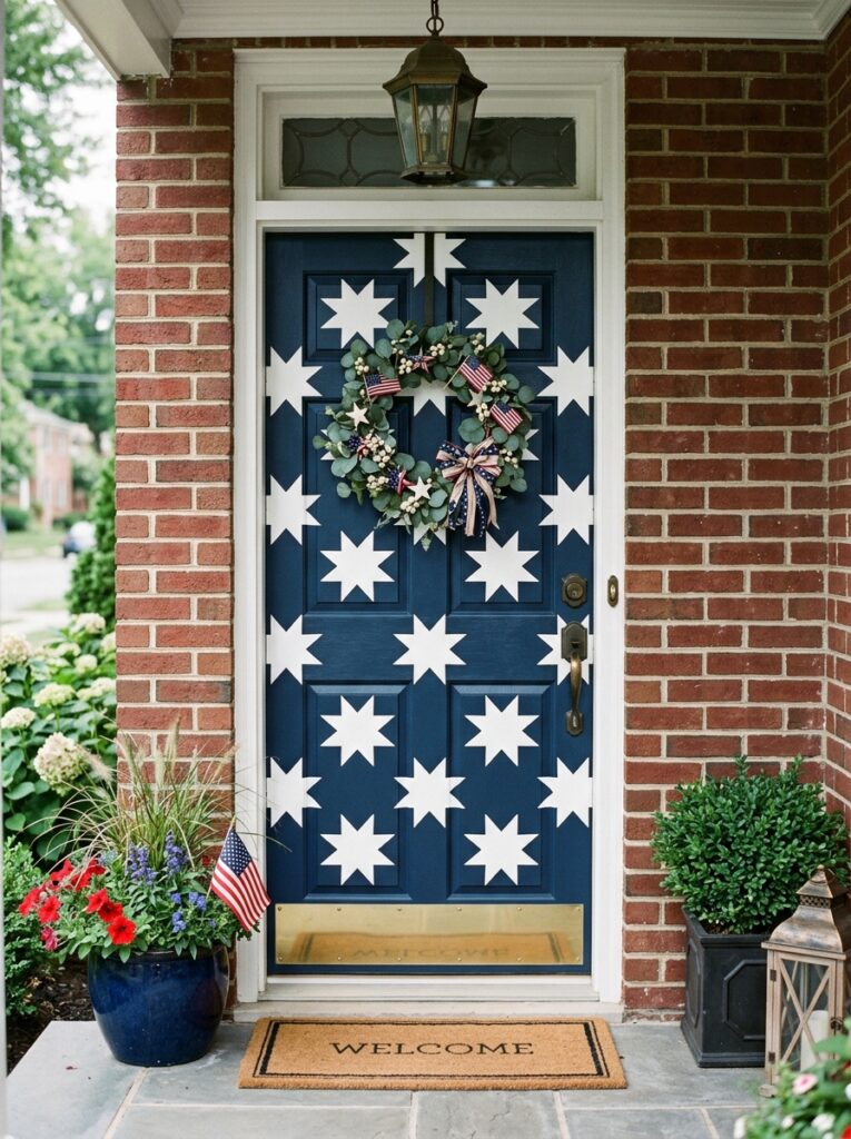 4th-of-july-front-door-DIY-Geometric-Star-Stencil-Door-Design.