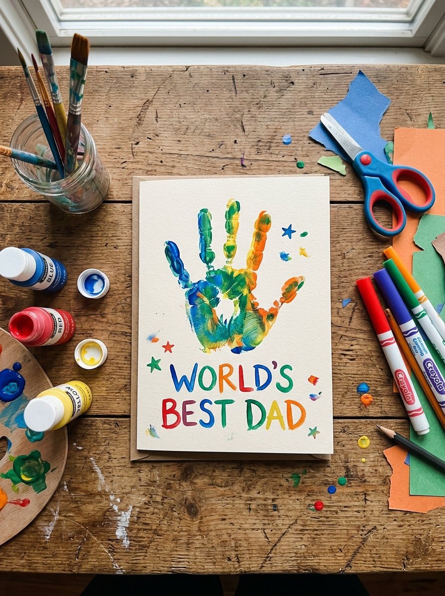 Handprint-Worlds-Best-Dad-Card.-Fathers-Day-Crafts-for-Kindergarten-Kids.