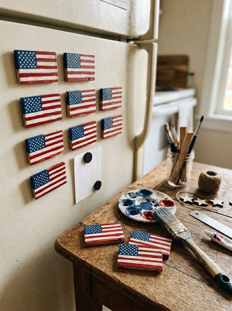 4th-of-july-flag-crafts-for-kids.-Mini-Flag-Magnets.