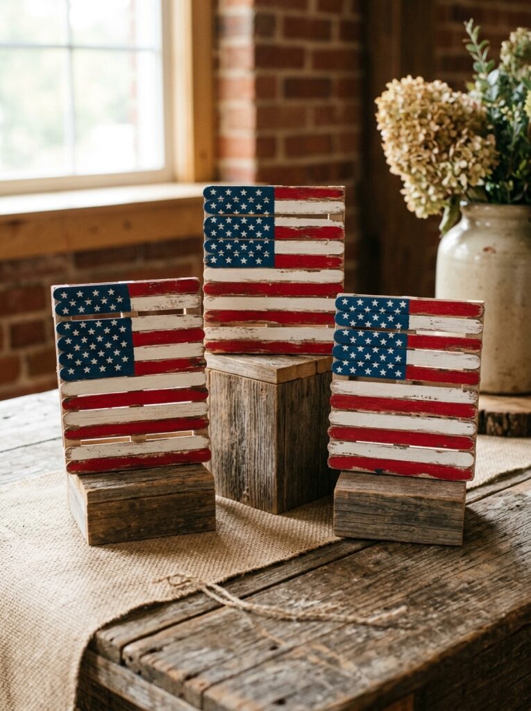 Mini-Pallet-Flag-Centerpieces-4th-of-July-Wood-Craft-Ideas