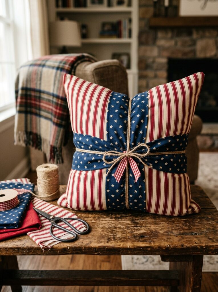 No-Sew-Patriotic-Pillow-Cover.