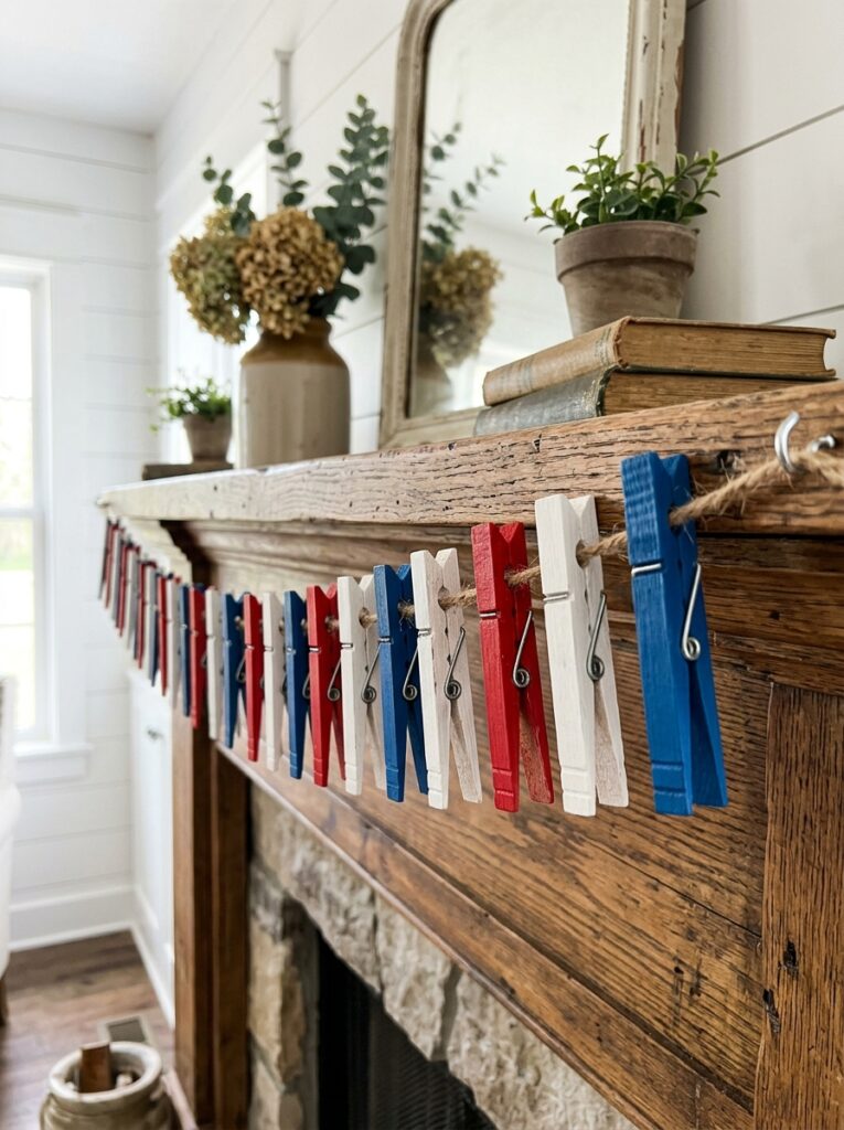 Painted-Wood-Clothespin-Flag-Garland