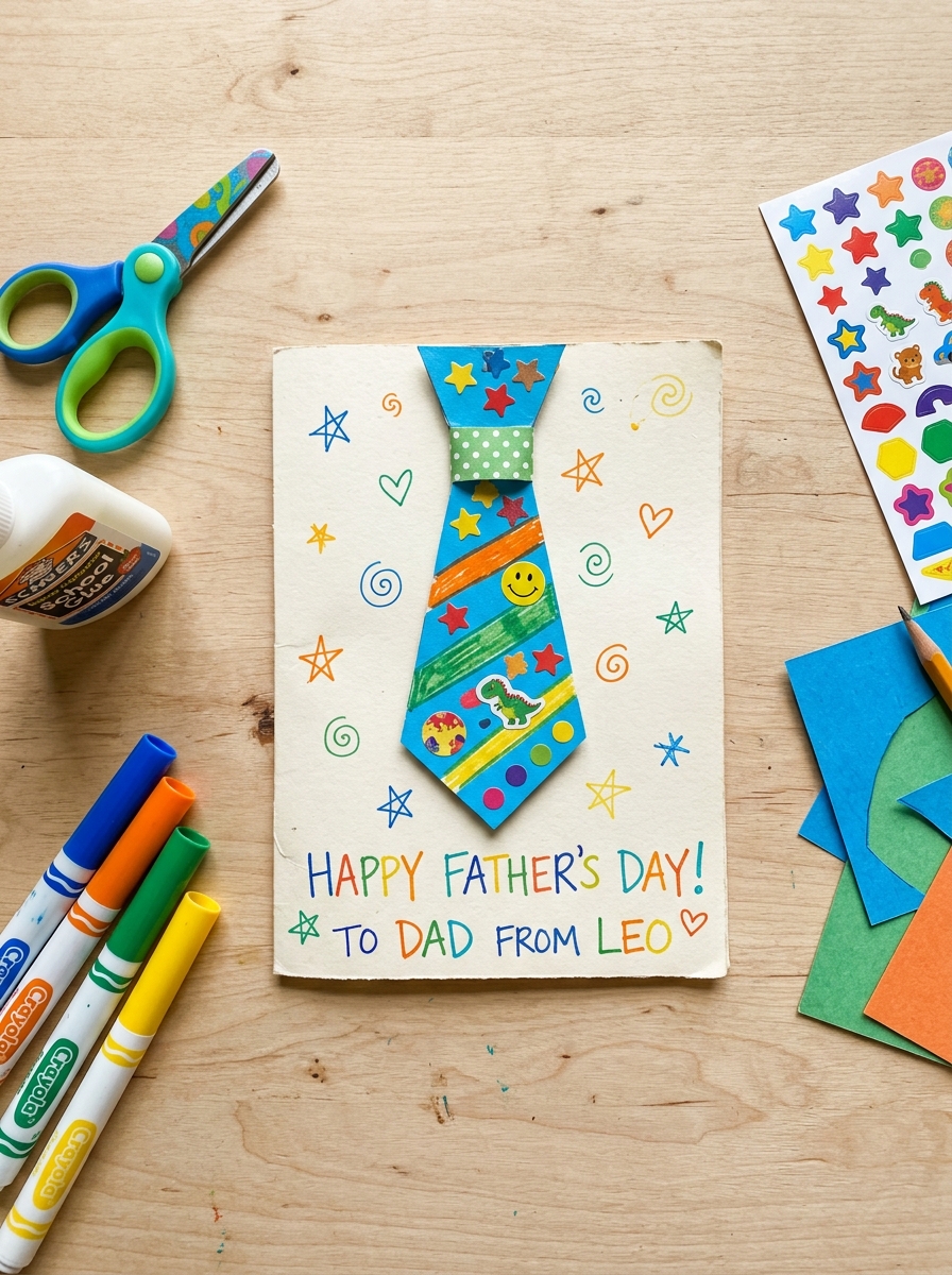 Paper-Tie-Craft-Card-Fathers-Day-Crafts-for-Kindergarten-Kids.