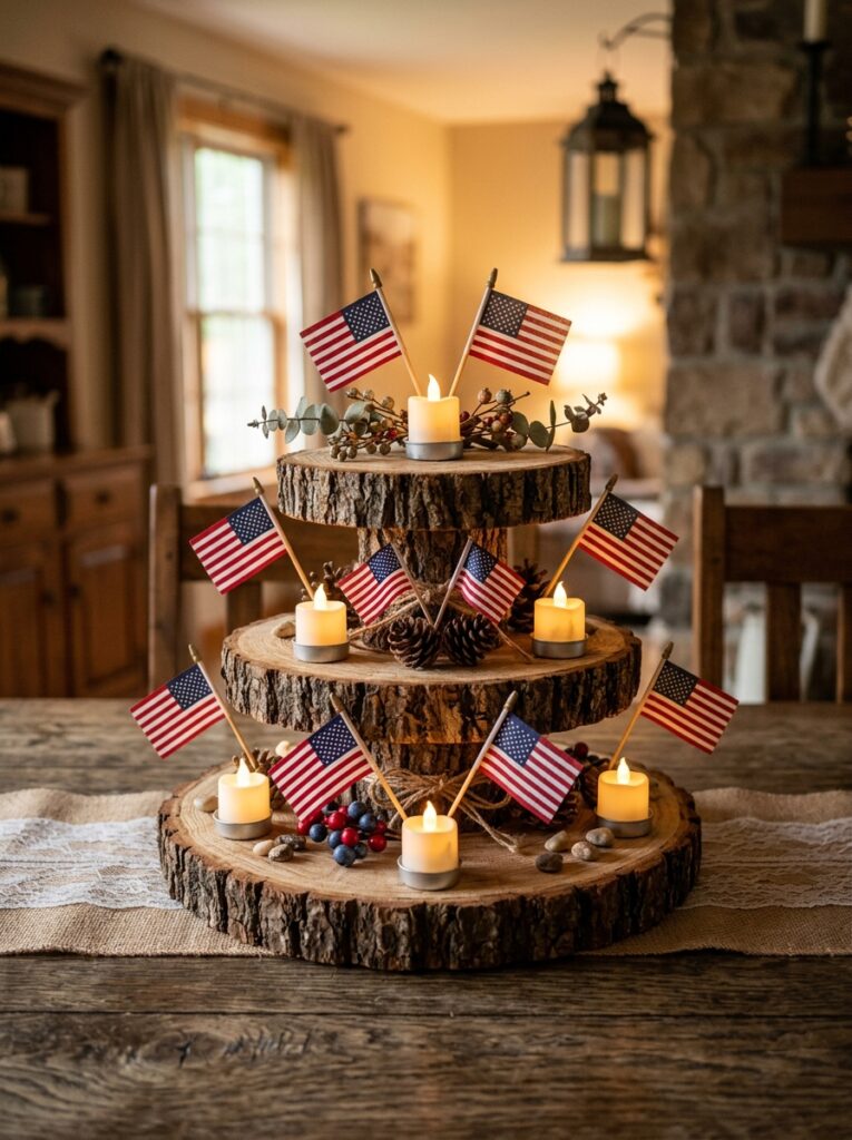 Patriotic-Wood-Slice-Centerpiece-Stack