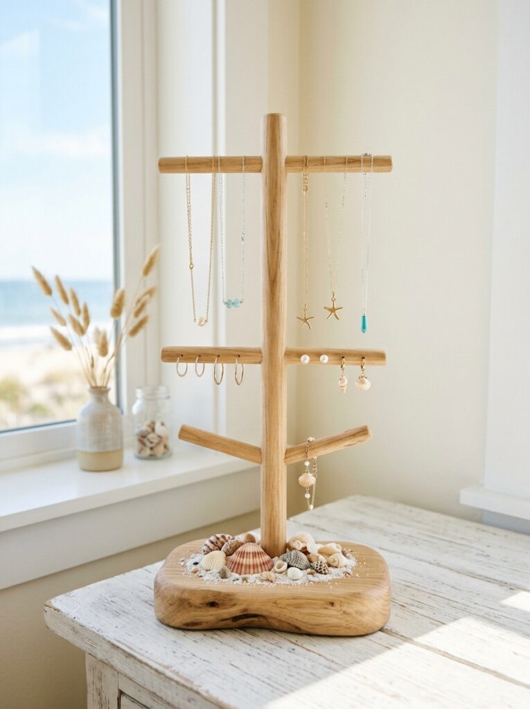 Shell-Accent-Jewelry-Stand.-seashell-crafts