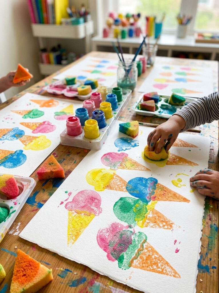 Sponge-Stamp-Ice-Cream-Texture-Painting