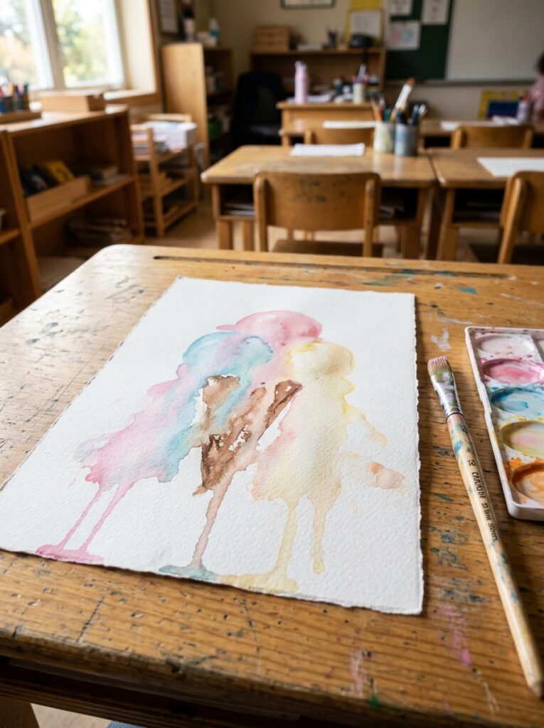 Watercolor-Melting-ice-cream-art-projects-for-kids