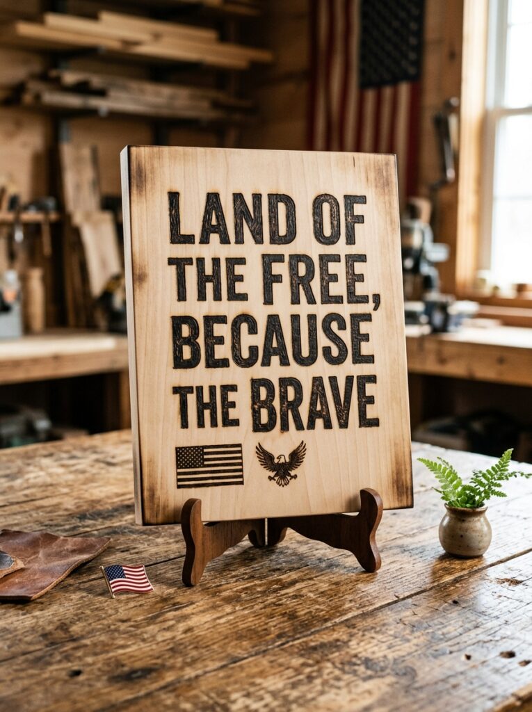 Wood-Burned-Patriotic-Quote-Sign
