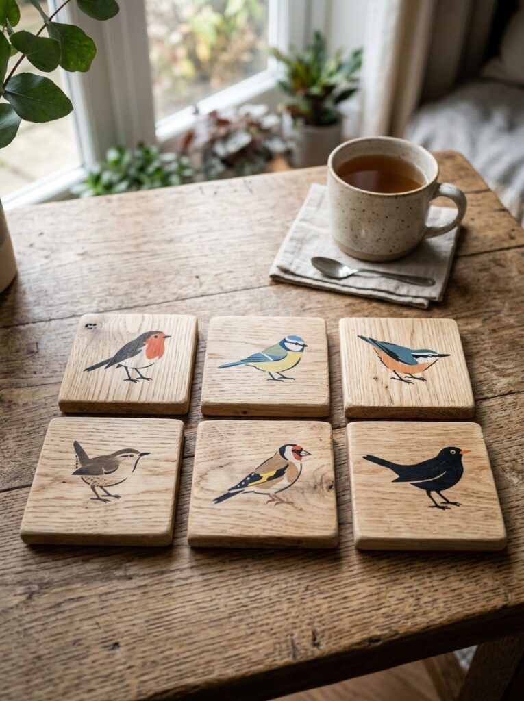 Wooden-Bird-Coasters-with-Stencil-Designs