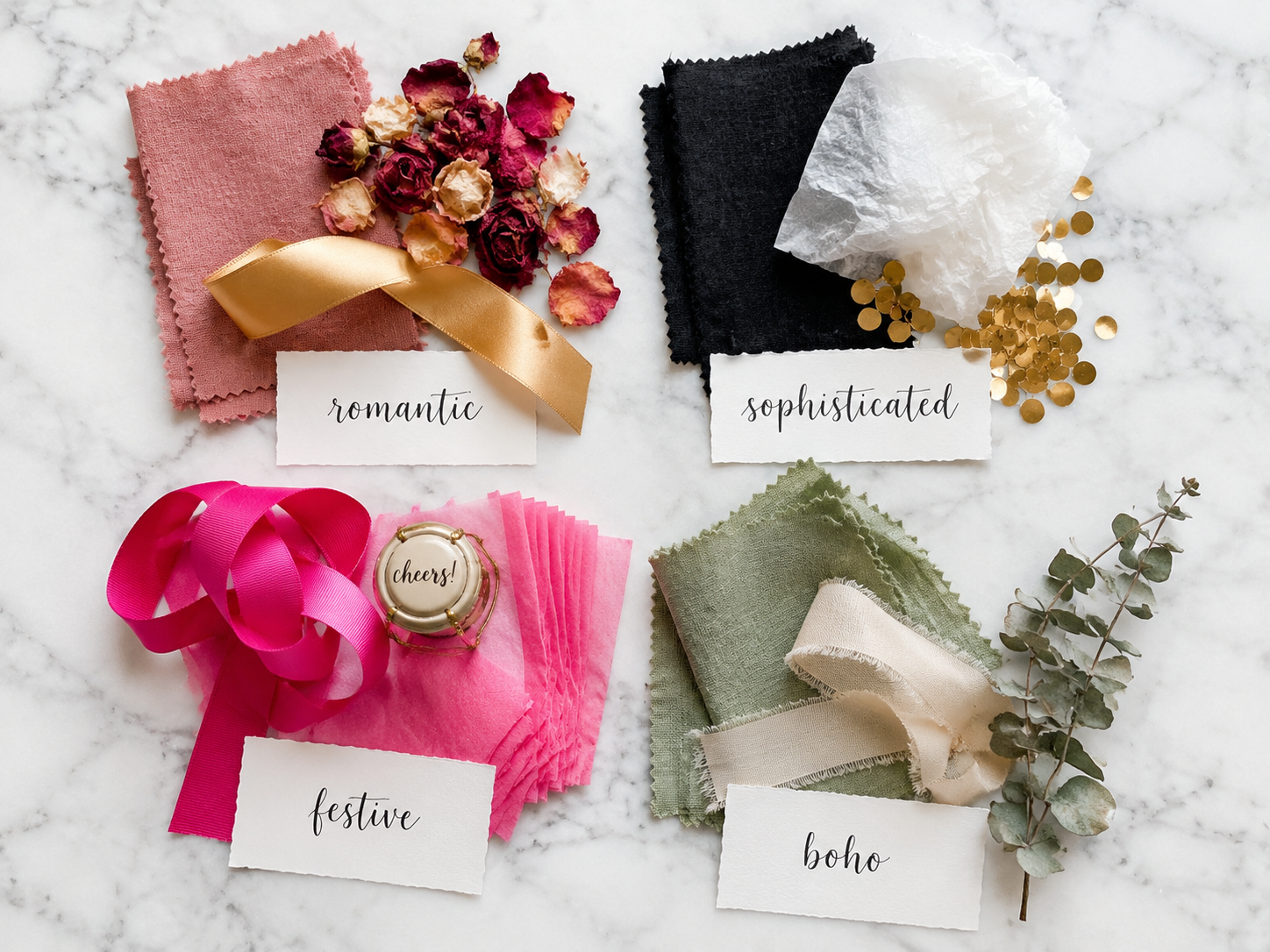 bachelorette-party-color-palette-options-dusty-rose-black-gold-hot-pink-sage