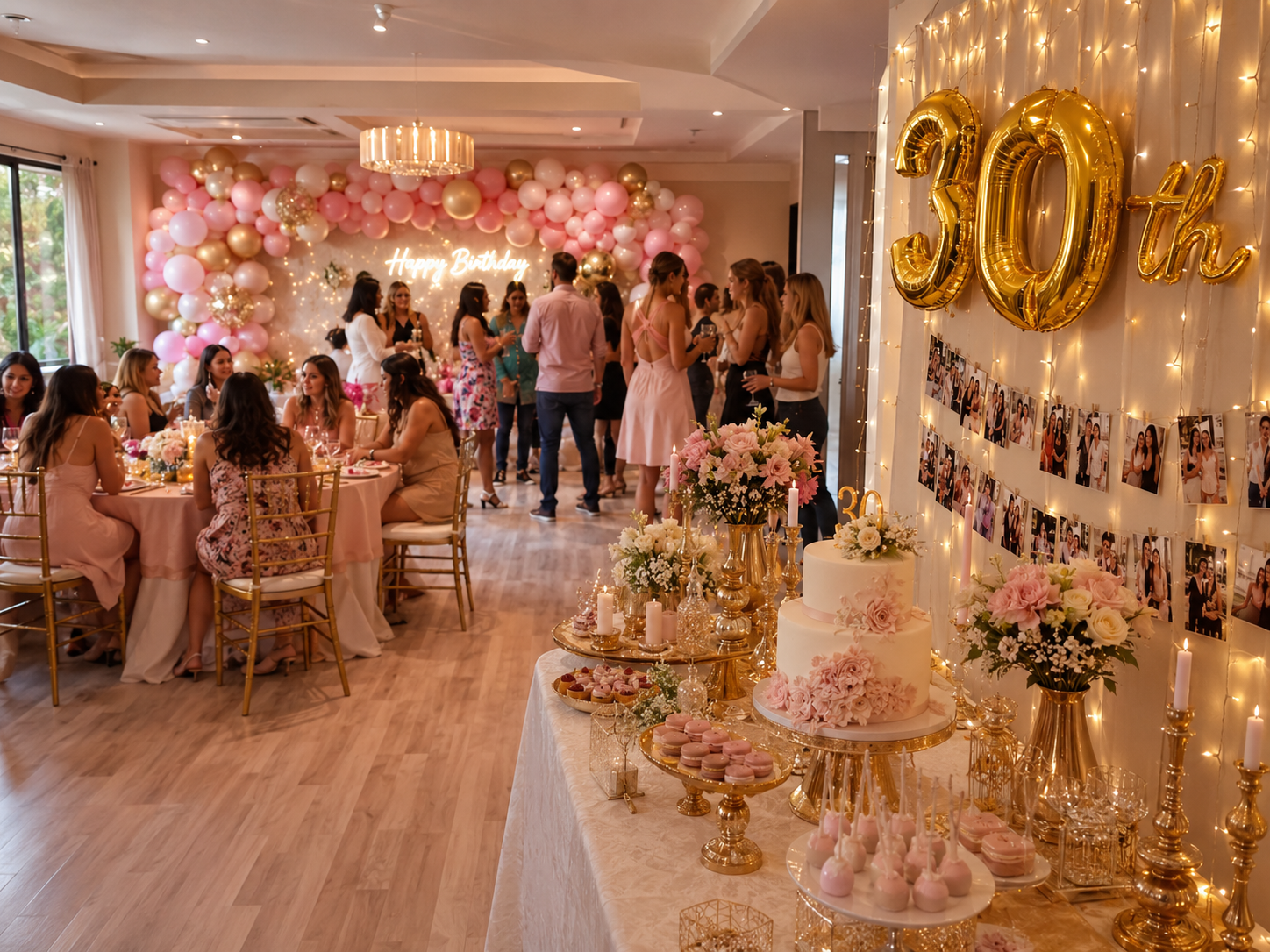 birthday-party-backdrop-full-room-balloon-garland-fairy-lights-dessert-table
