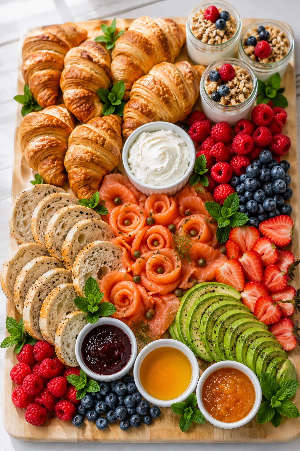 brunch-grazing-board-croissants-bagels-smoked-salmon-cream-cheese-berries