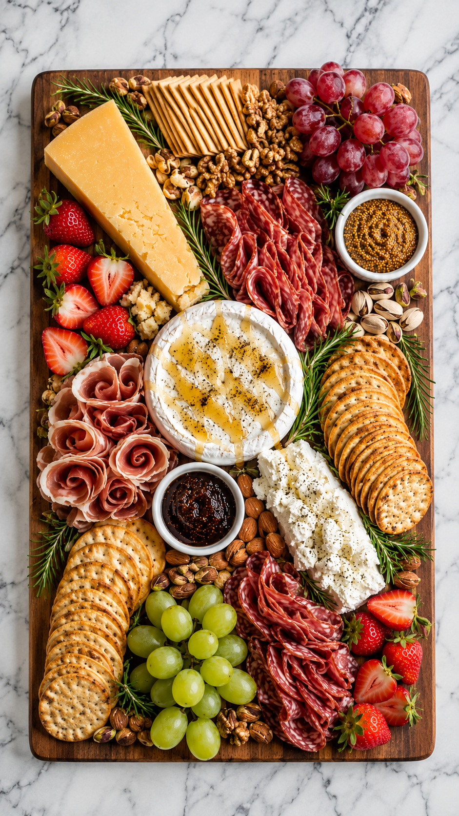 classic-charcuterie-grazing-board-cheddar-brie-goat-cheese-salami-finished