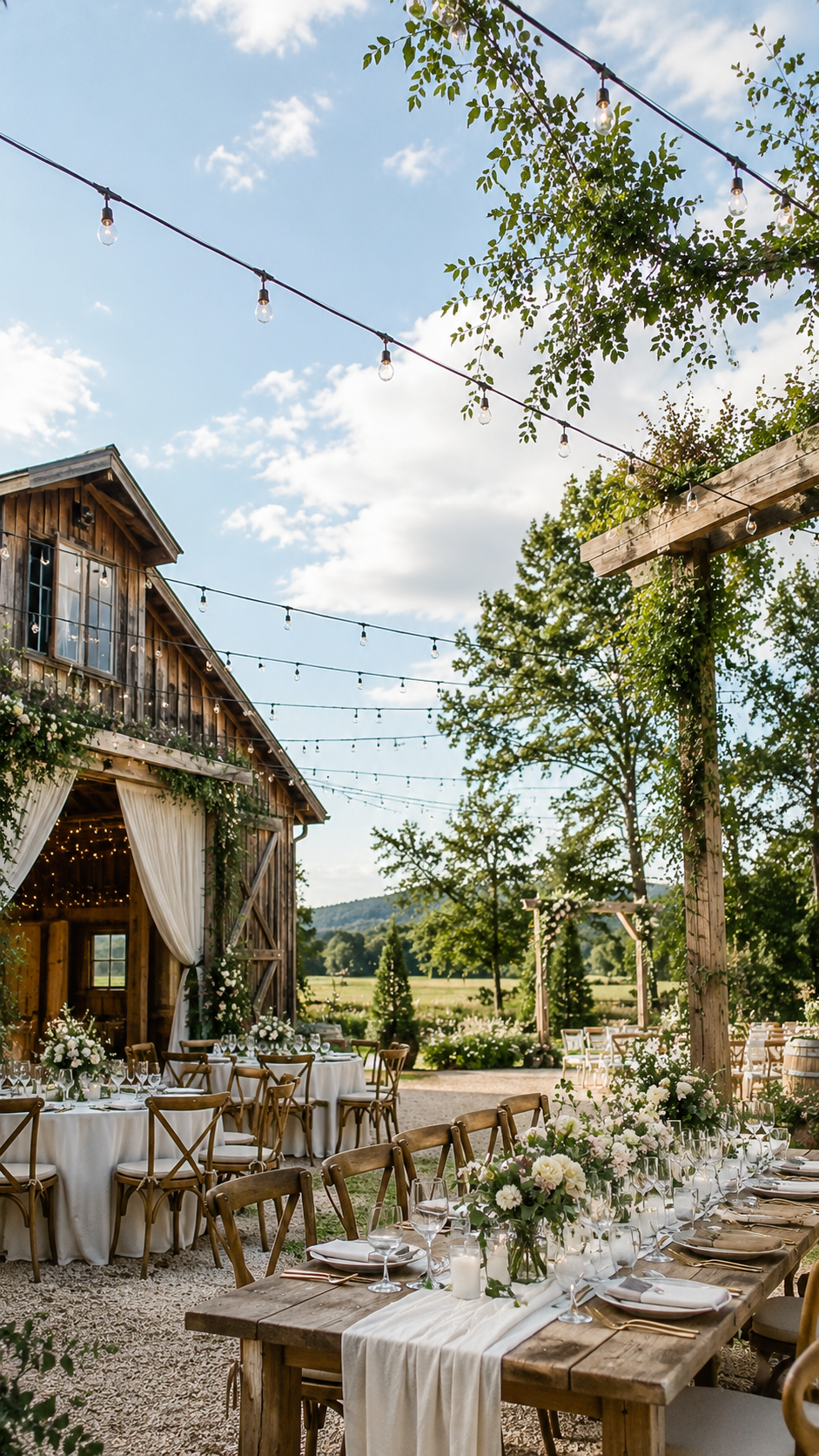 daylight-string-lights-rustic-wedding