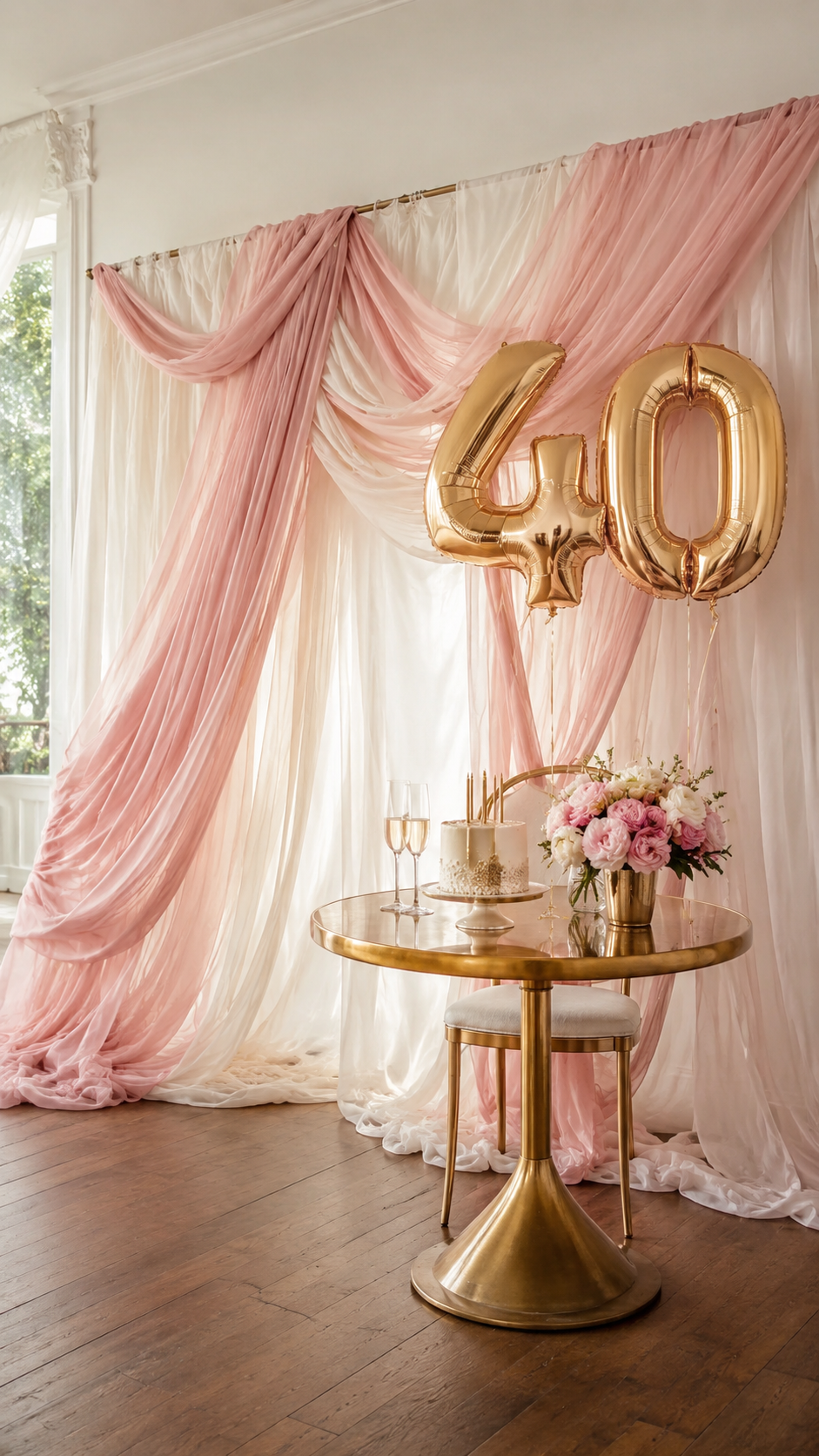 Fabric Drape Birthday Party Backdrop
