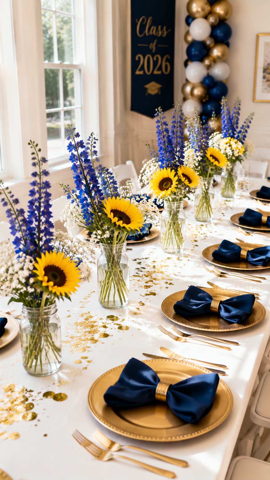 DIY Flower Arrangements in School Colors diy graduation party decorations