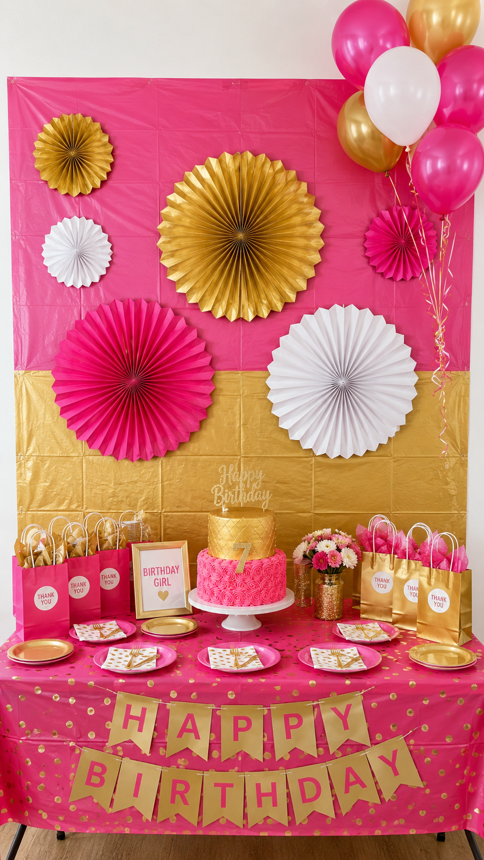 dollar-store-birthday-backdrop-tablecloth-fans-balloons-budget