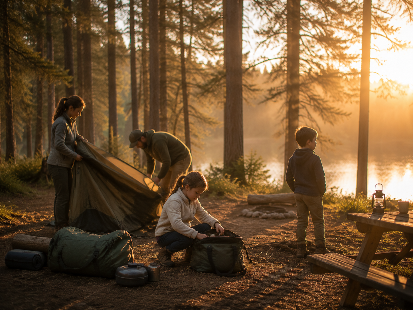 family-packing-up-campsite-morning-kids-memories