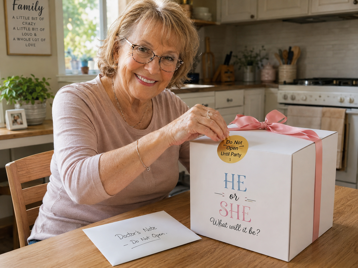 gender-reveal-secret-keeper-grandmother-sealing-balloon-box-pink-ribbon