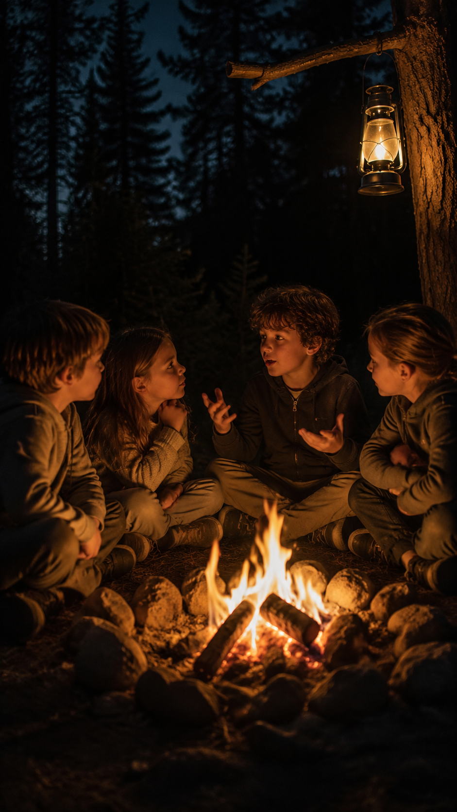kids-campfire-storytelling-circle-night-camping
