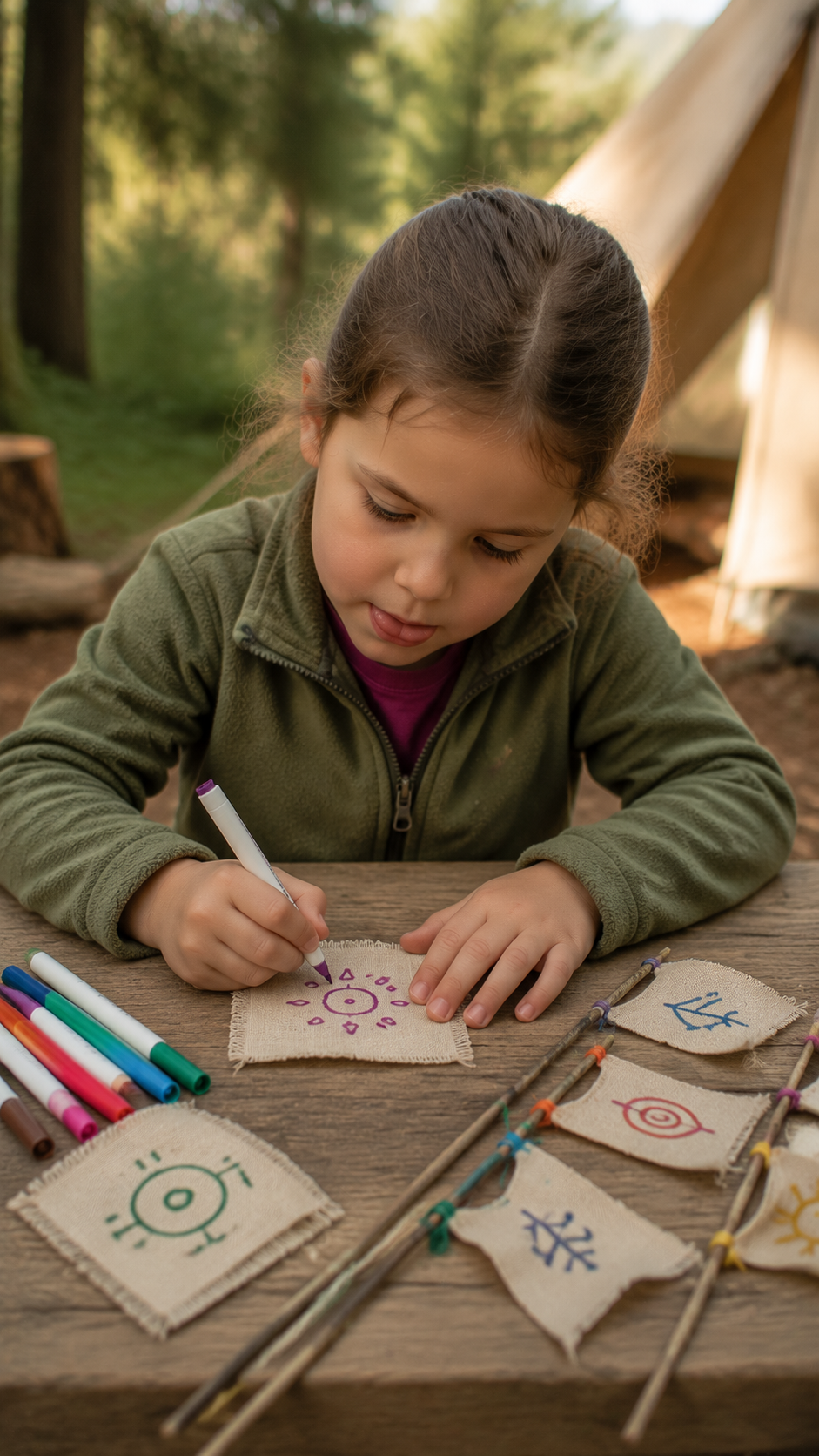 kids-personal-flag-making-camp-craft-outdoor-activity