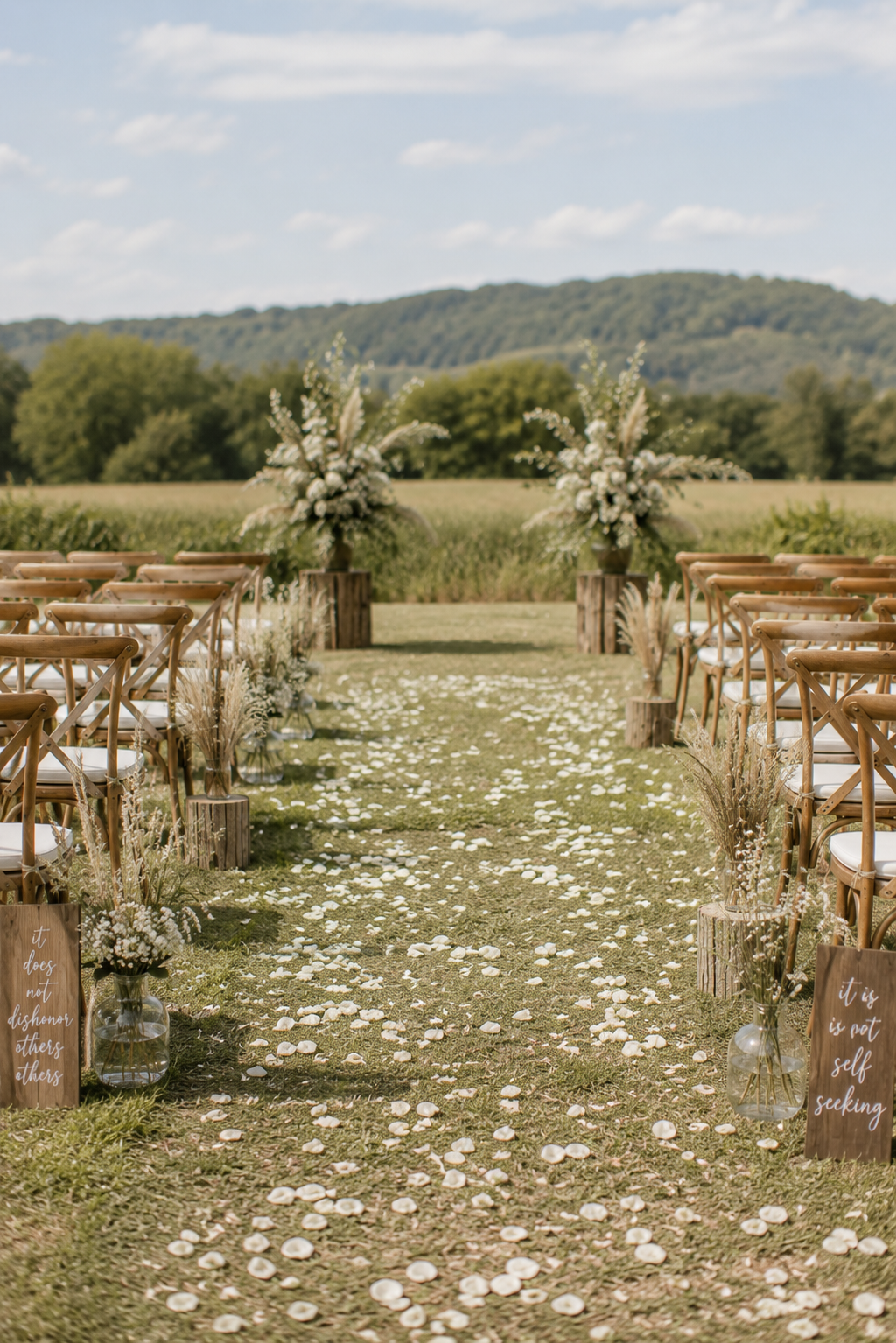 minimal-rustic-wedding-aisle-daylight