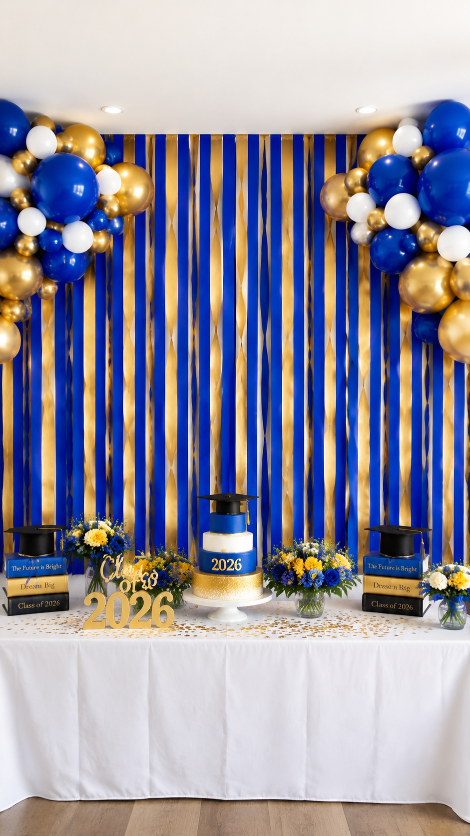streamer-backdrop-wall-royal-blue-gold-graduation-party-balloon-corners