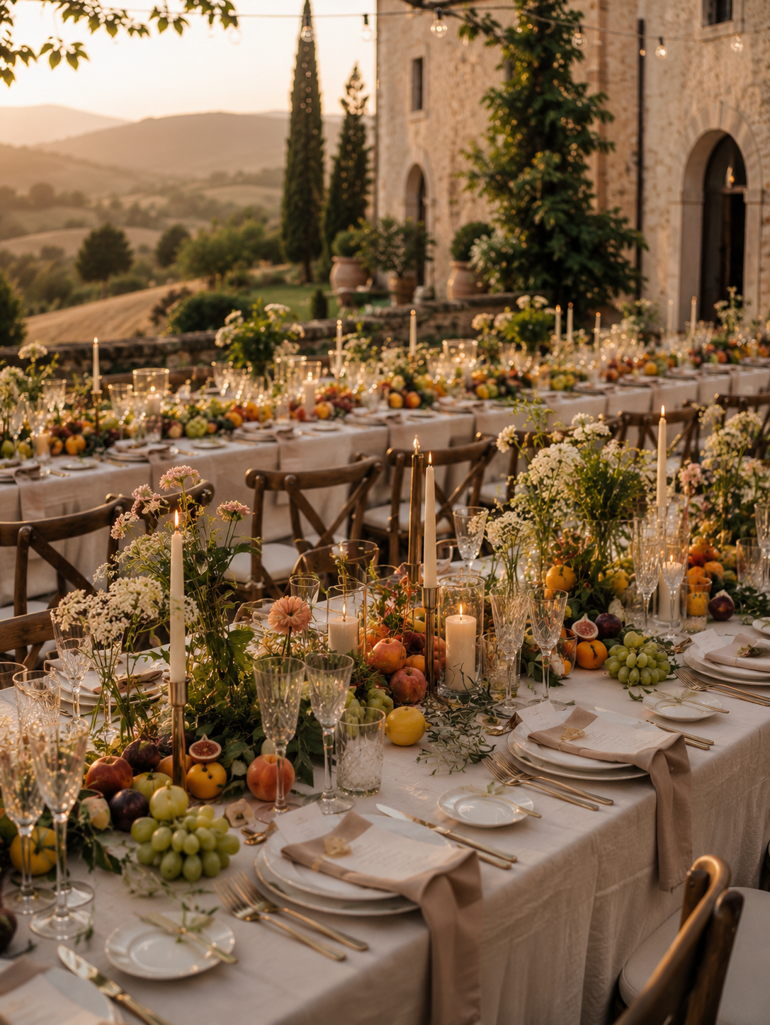 summer-wedding-fruit-table-decor-tuscan-reception.