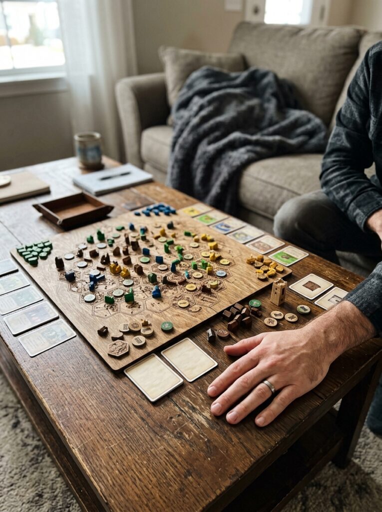 A_partially_completed_wooden_strategy-game