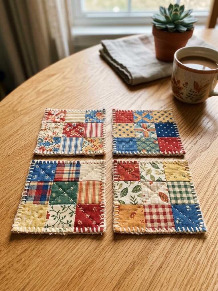 Fabric-Scrap-Coasters-easy-senior-summer-crafts.