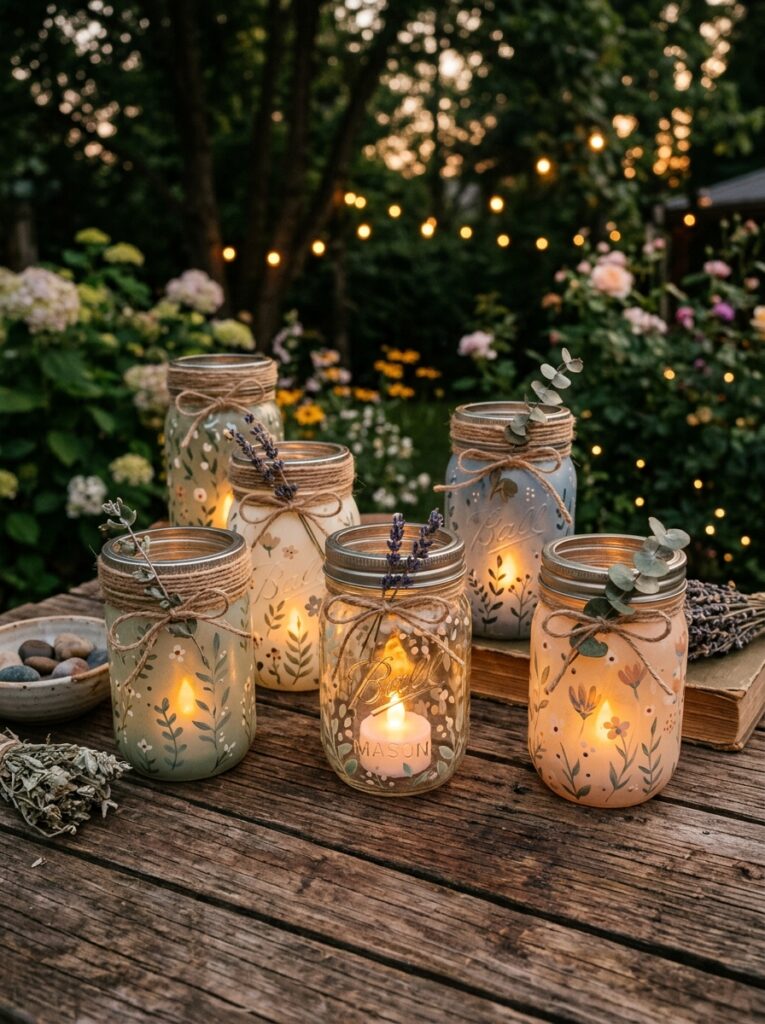 Glass_jars_with_tea_lights-easy-senior-summer-crafts.