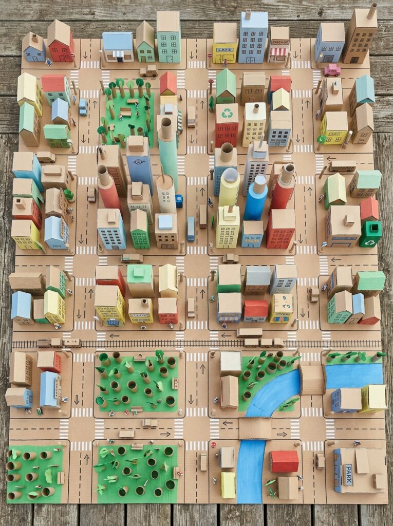 Miniature_city_built_from_cardboard-summer-crafts-for-kids