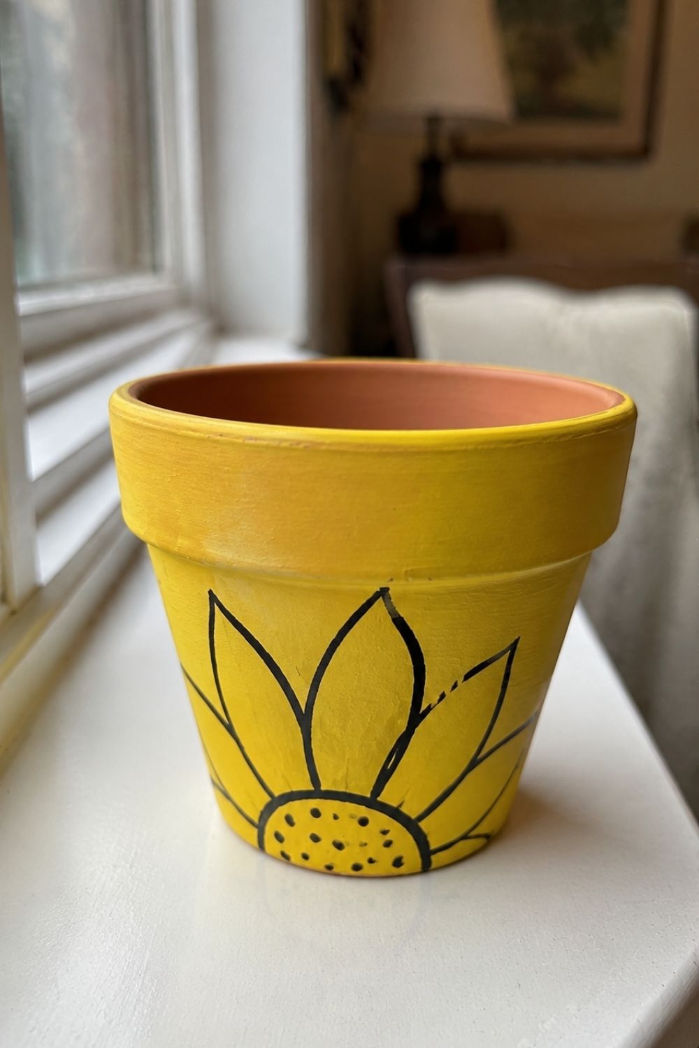 Painted Terra Cotta Pot Sunflower craft for seniors