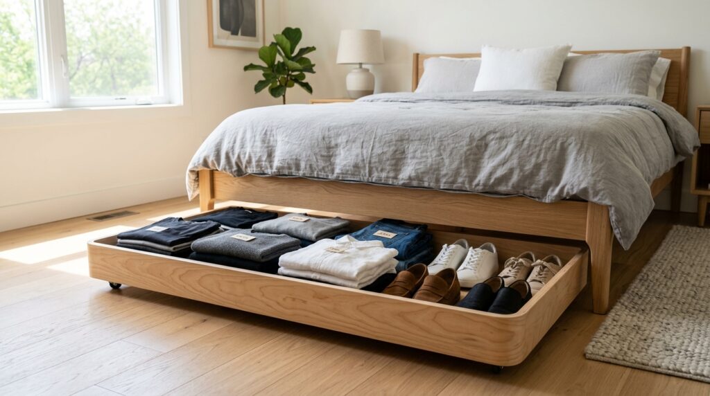 Plywood_tray_storage_under_bed