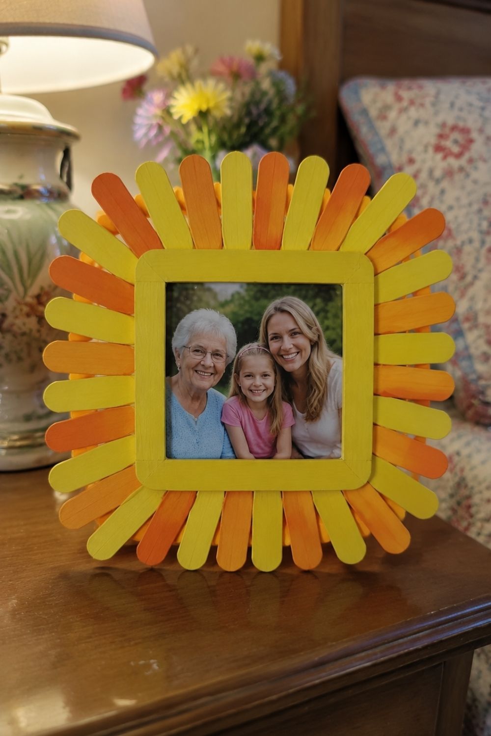 Popsicle Stick Sunburst Frame