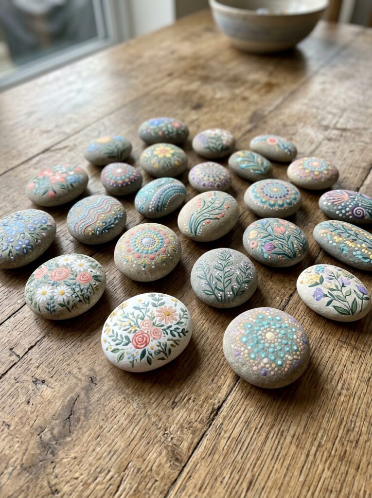 River_stones_painted_with_patterns.