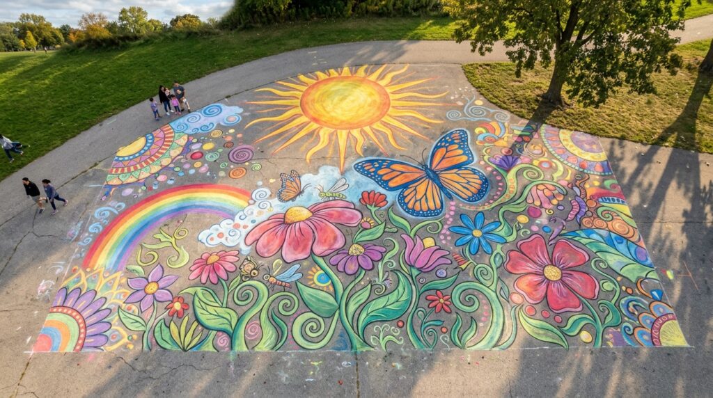 Sidewalk_chalk_drawings_on_pavement