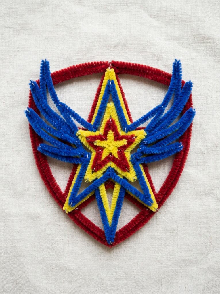 Superhero-Symbol-pipe-cleaner-crafts-for-kids